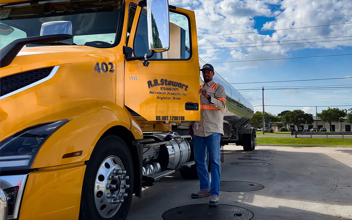 Driver getting ready to deliver fuel